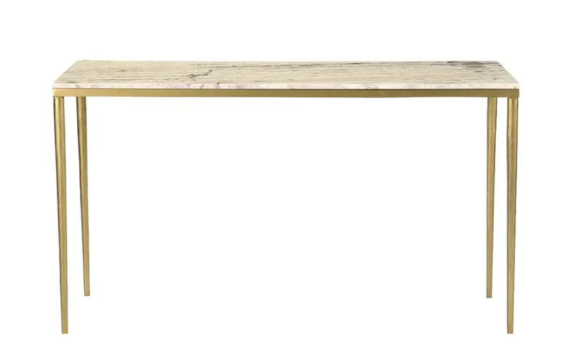 Arlon Travertine & Brass Console Table - Matthew Izzo Collection 1