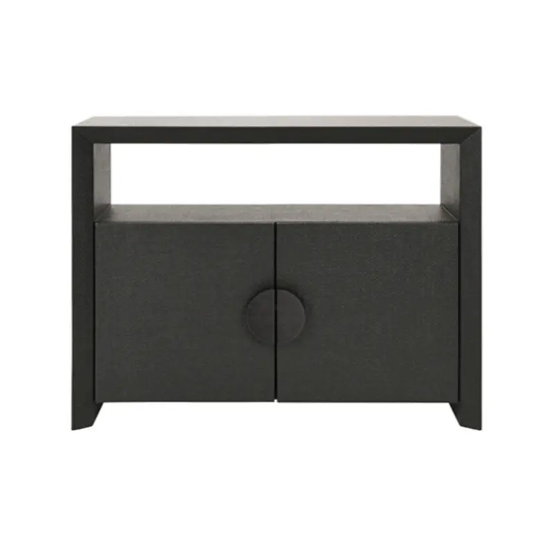 Aspen Black Grasscloth Two Door Console 1