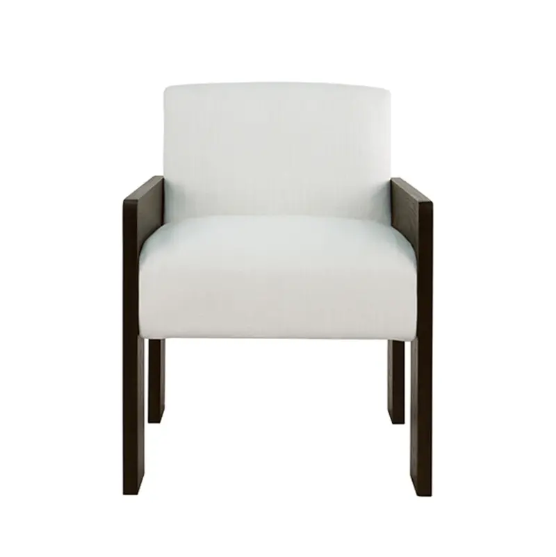 Astor Espresso Oak Square Arm Wooden Accent Chair With White Performance Linen Upholstery 1