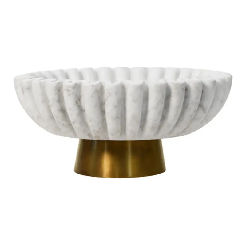 Augie Marble And Brass Pedestal Bowl 1