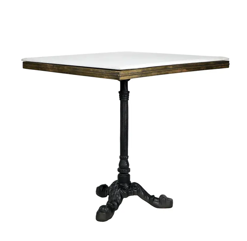 Avignon 29" Square White Marble & Cast Iron Bistro Table - Matthew Izzo Collection 1