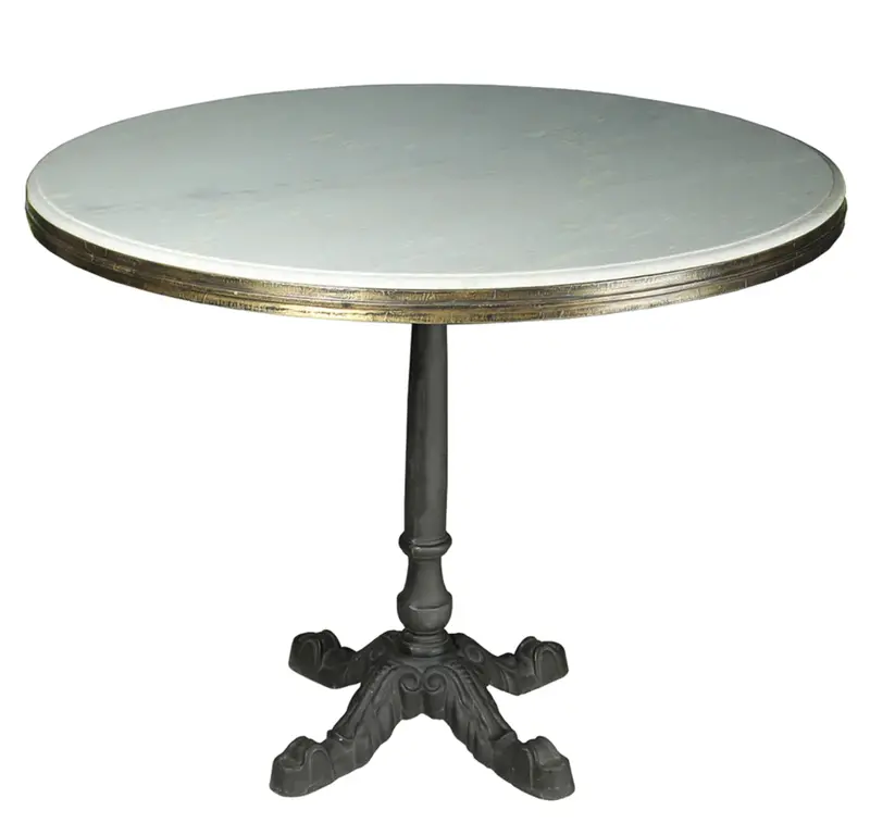 Avignon 42" Round Cast Iron And Marble Top French Bistro Table - Matthew Izzo Collection 1