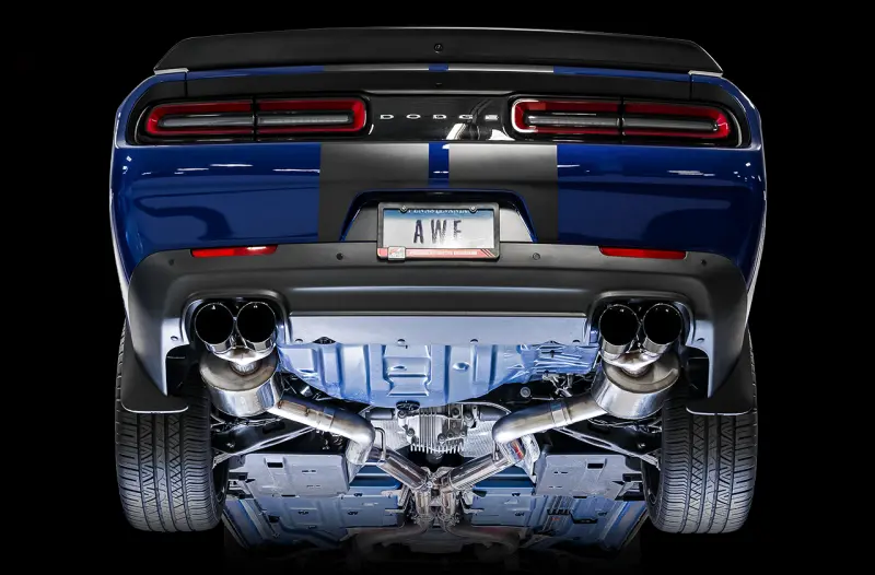 Awe Tuning 2015+ Dodge Challenger 6.4L/6.2L Non-Resonated Touring Edition Exhaust - Quad Black Tips 2