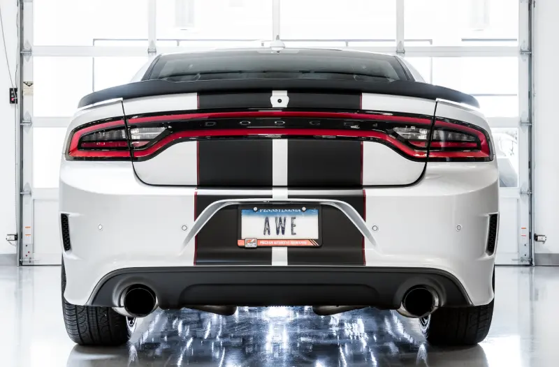 Awe Tuning 2015+ Dodge Charger 6.4L/6.2L Supercharged Track Edition Exhaust - Diamond Black Tips 2