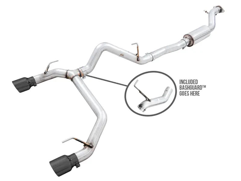 Awe Tuning 2021+ Ford Bronco 0Fg Dual Rear Exit Exhaust W/Diamond Black Tips & Bash Guard 1