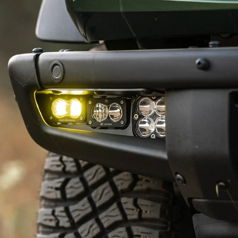Baja Designs 21-22 Ford Bronco W/Steel Bumper S2 Sae Pro Fog Pocket Light Kit W/Upfitter - Amber 1