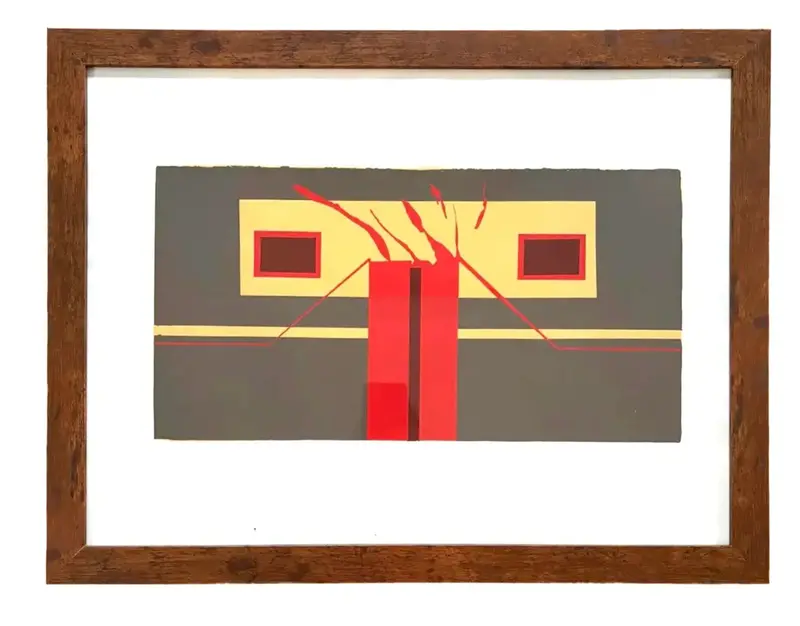 Barbara Beck 1969 Framed Screen Print On Paper - Dark Wood Frame 1