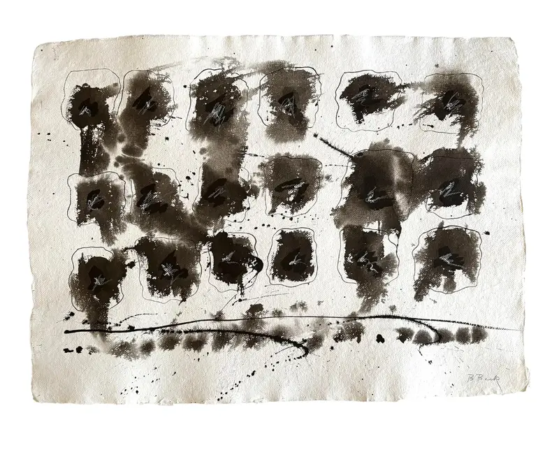 Barbara Beck 1970S Abstract Acrylic Painting On Paper 1