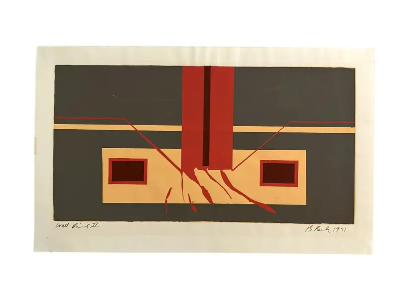 Barbara Beck 1971 Mid Century Modern Screen Print On Paper, "Wall Print I I" 1
