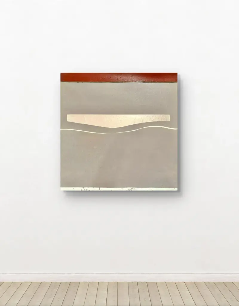 Barbara Beck 1972 Mid Century Modern Mixed Media Abstract Oil Painting 1