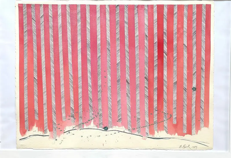 Barbara Beck 1984 Abstract Watercolor Painting On Paper 1
