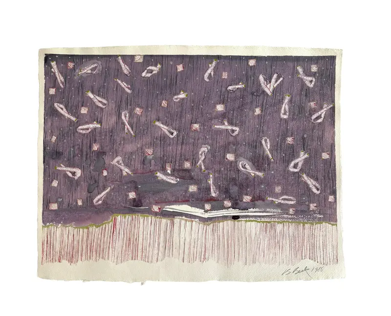 Barbara Beck 1986 Abstract Acrylic Painting On Paper 1