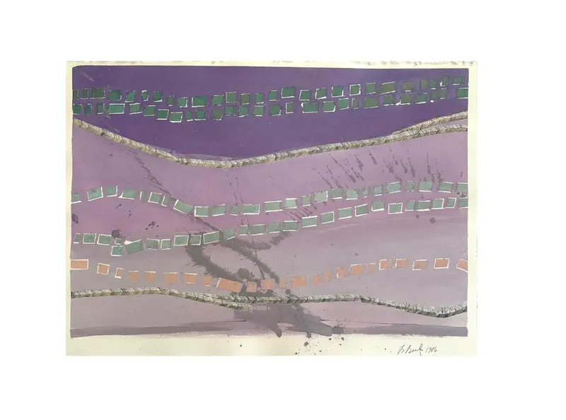Barbara Beck 1986 Abstract Acrylic Painting On Paper 1