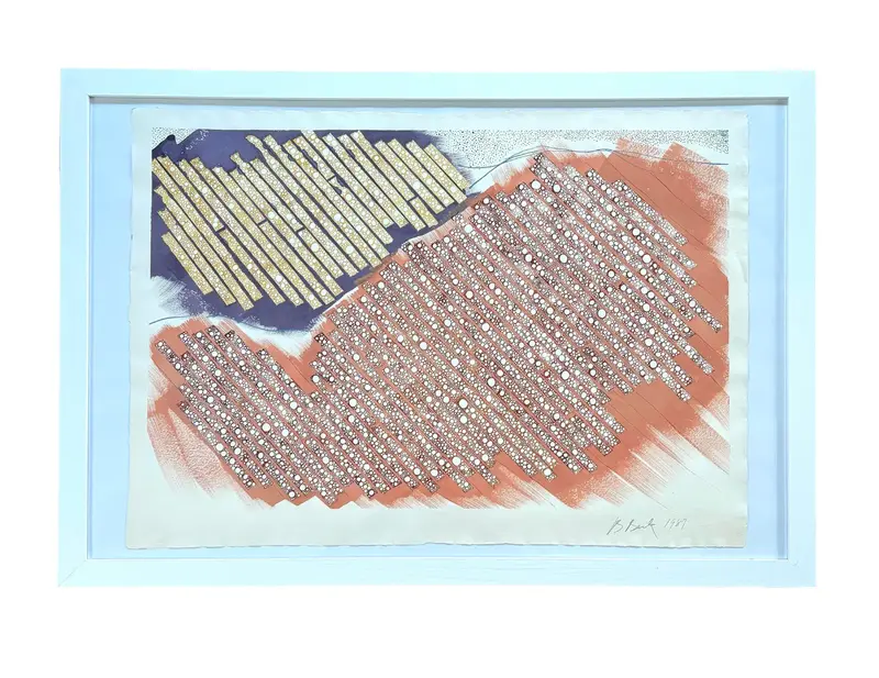 Barbara Beck 1987 Framed Abstract Watercolor Painting On Paper In White Wood Frame 1
