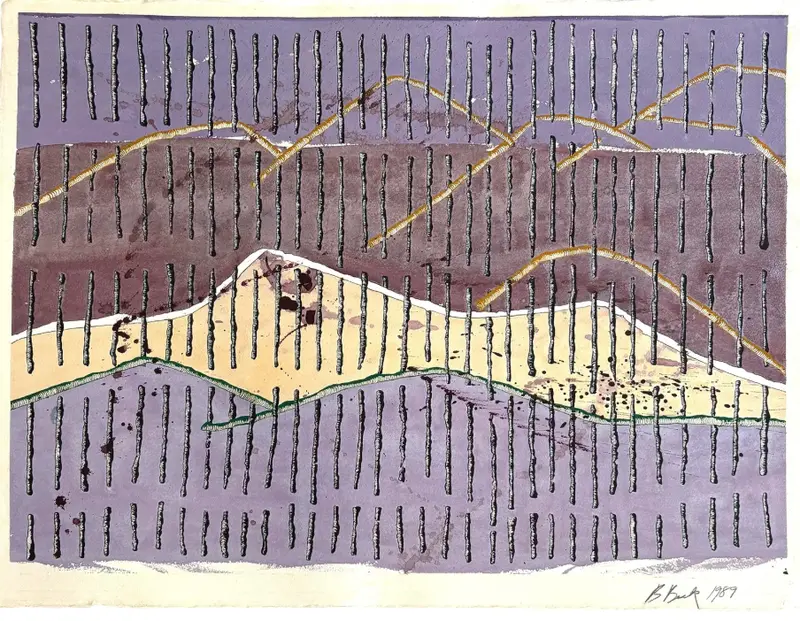 Barbara Beck 1989 Abstract Landscape Painting On Paper 1