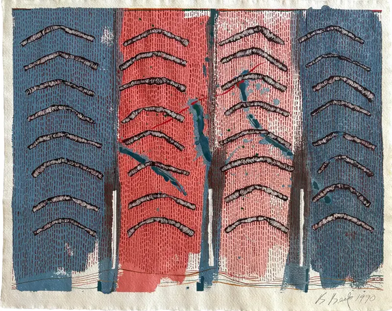 Barbara Beck 1990 Abstract Watercolor Painting On Paper 1