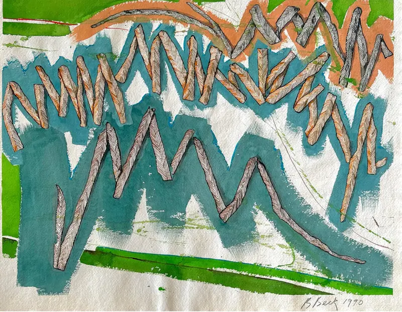 Barbara Beck 1990 Abstract Watercolor Painting On Paper 1