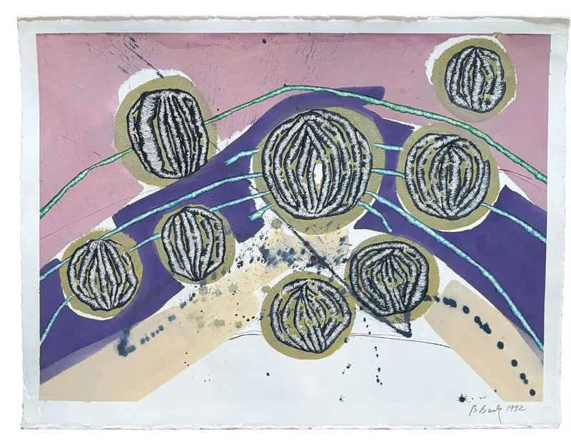 Barbara Beck 1992 Abstract Painting On Paper 1