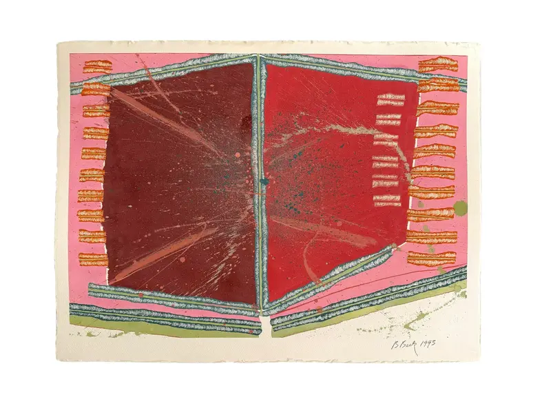 Barbara Beck 1993 Abstract Acrylic Painting On Paper 1