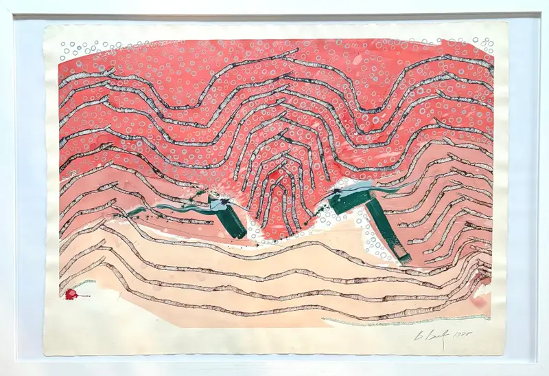Barbara Beck 1998 Framed Abstract Painting On Paper 1
