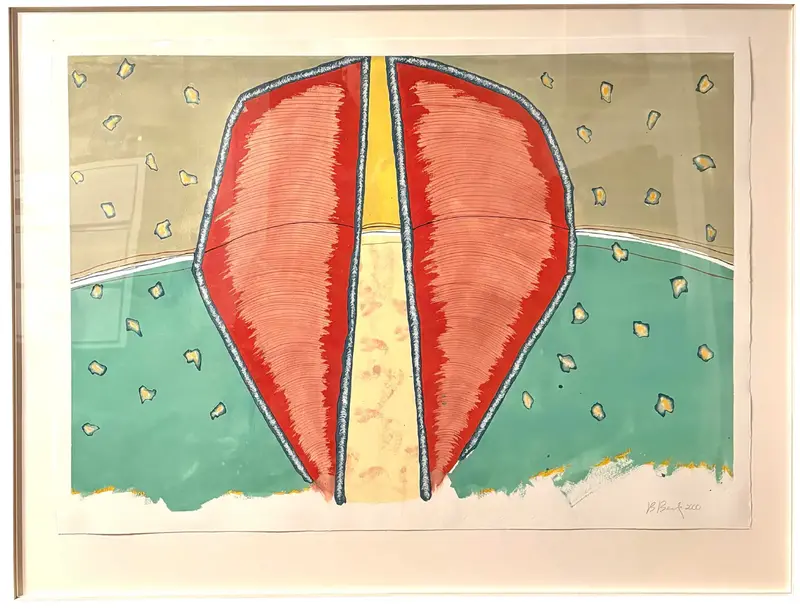 Barbara Beck 2000 Abstract Watercolor Painting On Paper In Original Wood Frame 1