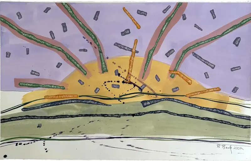 Barbara Beck 2002 Abstract Landscape Painting On Paper 1