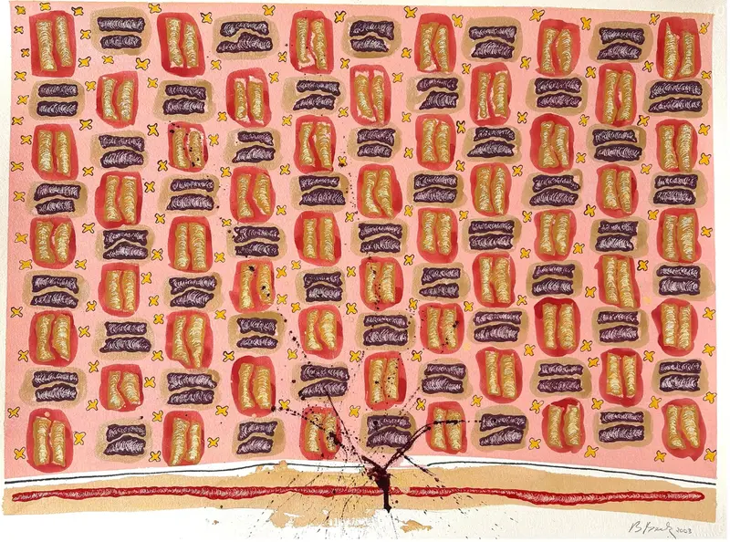 Barbara Beck 2003 Abstract Geometric Watercolor Painting On Paper 1