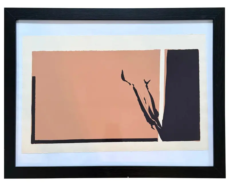 Barbara Beck Framed 1970 Mid Century Modern Screen Print On Paper In Black Wood Frame 1