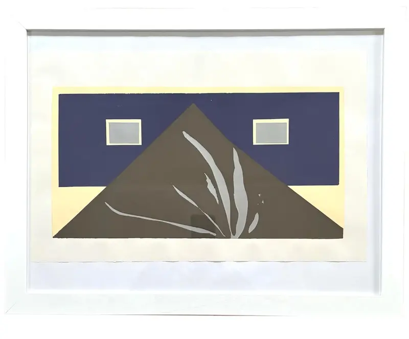 Barbara Beck Framed 1970 Mid Century Modern Screen Print On Paper In White Wood Frame 1