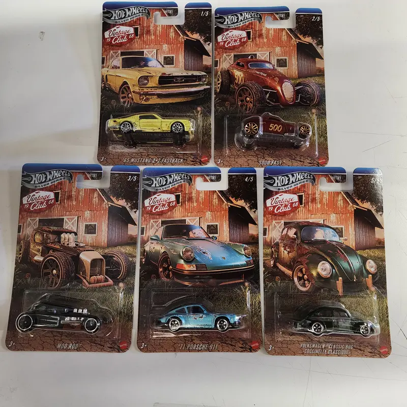 Barn Find Complete 5 Car Set * 2026 Hot Wheels Silver Vintage Club * Case H 1