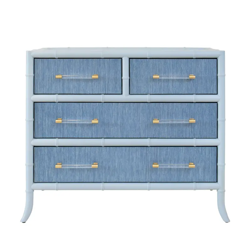 Beckett Four Drawer Chest - Green Grasscloth & Green Matte Lacquer 2