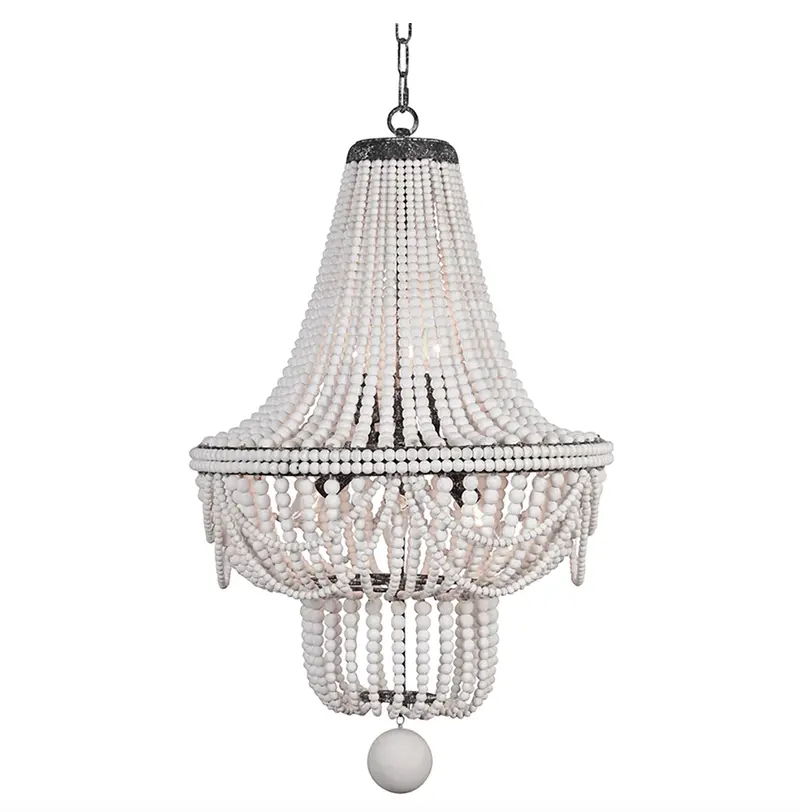 Bella Large French Farmhouse Wood Bead Chandelier - Matthew Izzo Collection 1