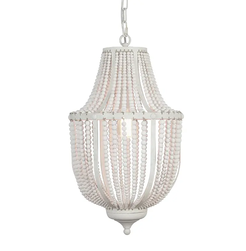 Bella Medium French Farmhouse Wood Bead Chandelier - Matthew Izzo Collection 1