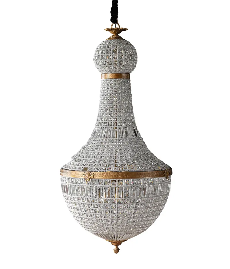 Bezier Glass Bead Chandelier With Antique Brass Detail - Four Size Options 1