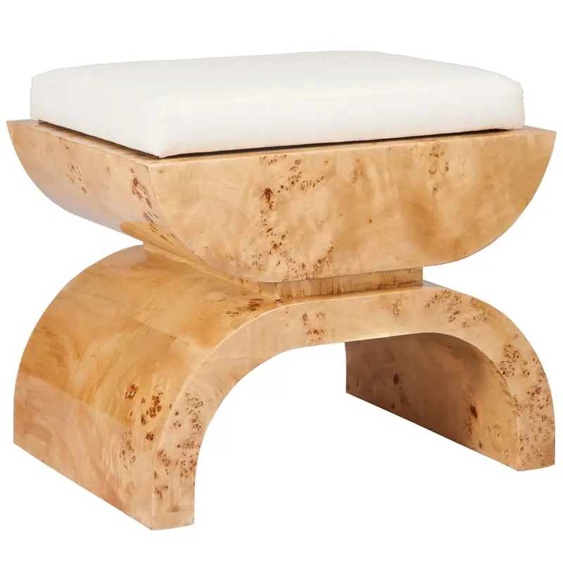 Biggs Modern Stool W/Linen Cushion - Burlwood 1