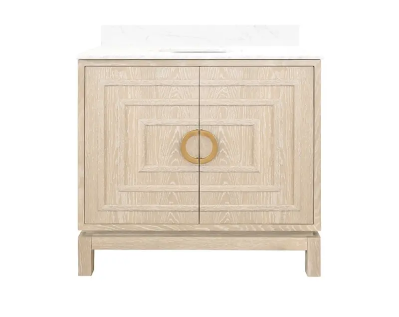 Bixby Art Deco Single Sink Bath Vanity - Cerused Oak, Matte Black, Or Matte White 2