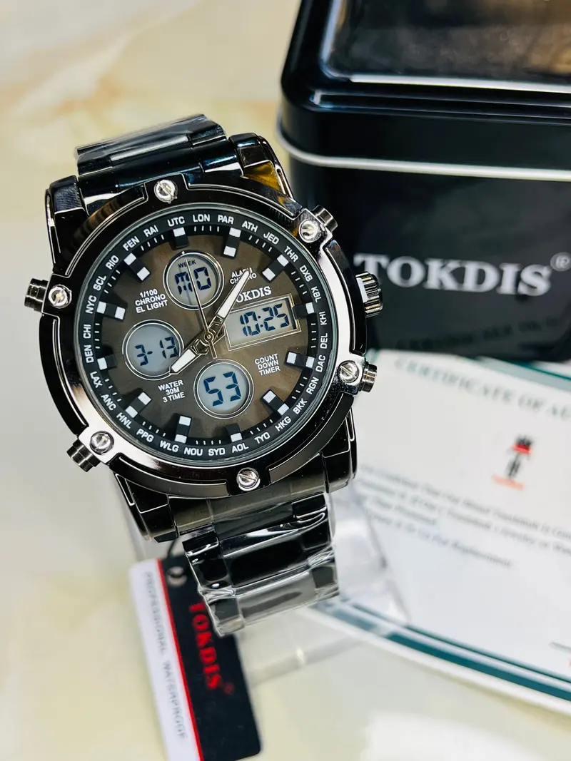 Black Metal Digital Analogue Tokdis Watch 1