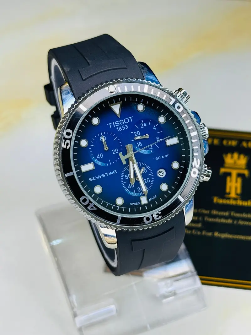 Black Sapphire Tissot Sea Star Chronograph Watch 1