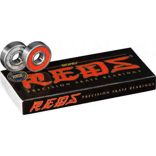 Bones Reds Skateboard Bearings – High-Performance, Pre-Lubricated (8-Pack) 1
