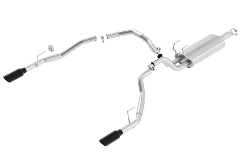 Borla 09-17 Dodge Ram 1500 5.7L V8 3In To Dual 2.5In Single Round Rolled Angle-Cut S-Type Exhaust 1