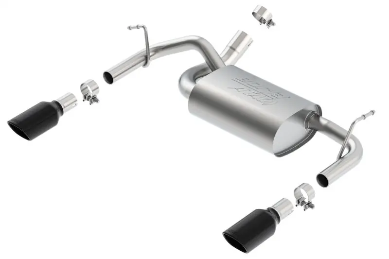 Borla 12-14 Jeep Wrangler Jk 2/4Dr Rr Section Atak Single Square Rlld Angle-Cut Black Chrome Exhaust 1