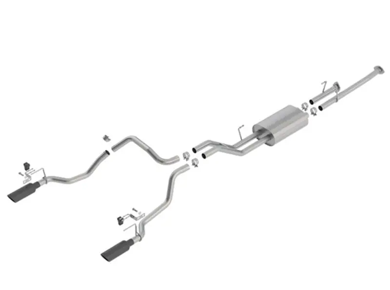 Borla 14-18 Toyota Tundra 4.6L/5.7L V8 At 2&4Wd Crew Max Cat-Back Touring Exhaust - Black Chrome Tip 1