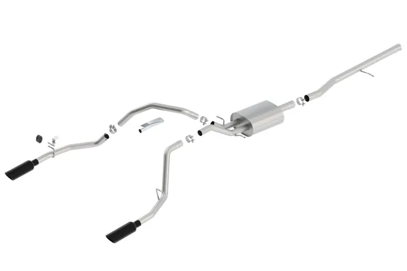 Borla 14 Sierra 1500 C/B S-Type Exh/2.75In Into Dual 2.25In Out 4In Split Rear Exit-Black Chrome 2