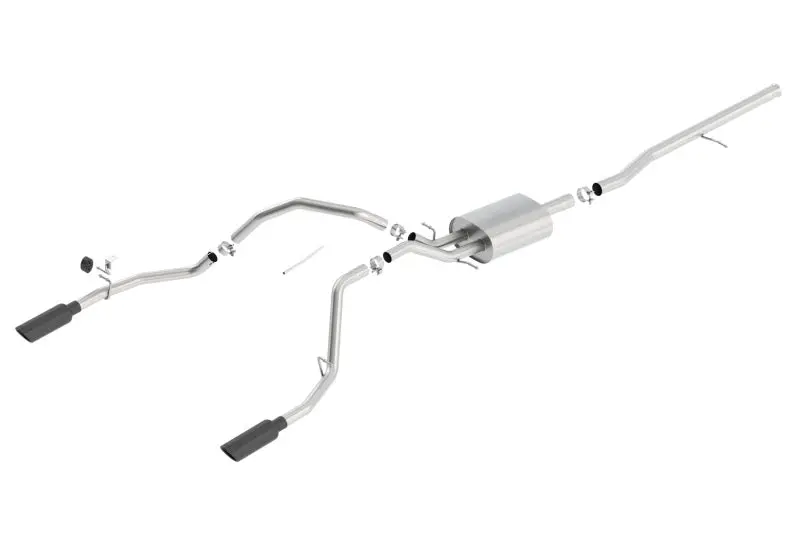 Borla 14 Silv/Sierra 1500 C/B Touring Exh/2.75In In Muff 2.25Inout 4Intip Ss Rear Exit-Black Chrome 1