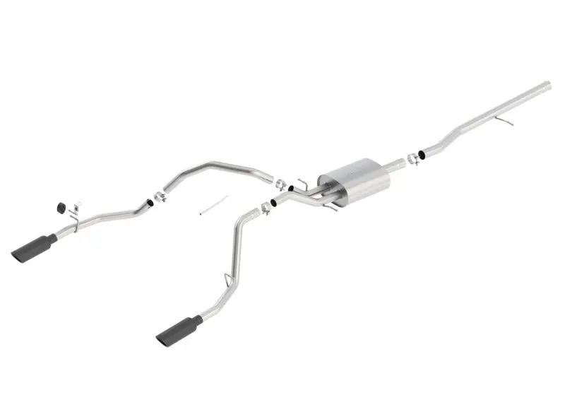 Borla 14 Silv/Sierra 1500 C/B Touring Exh/2.75In In Muff 2.25Inout 4Intip Ss Rear Exit-Black Chrome 2