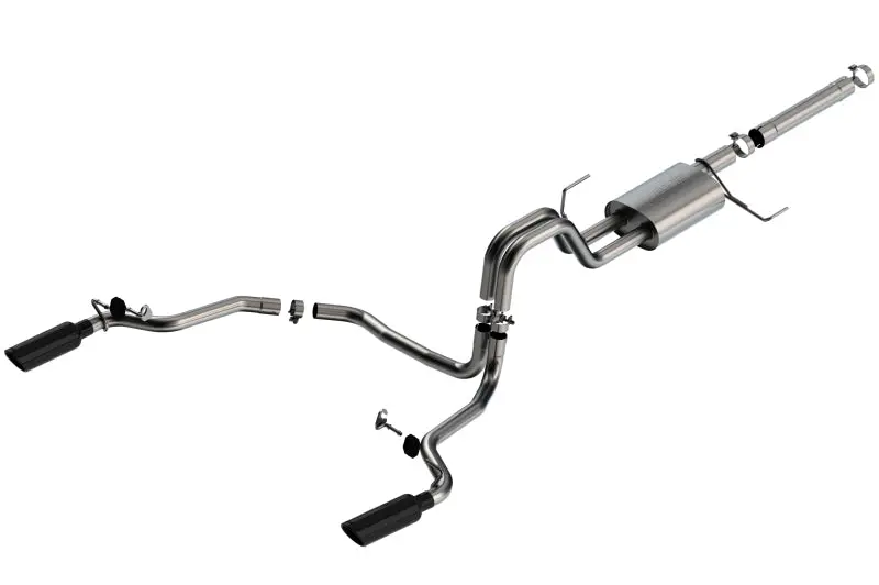 Borla 21-22 F-150 Powerboost 3.5L V6 2Wd & 4Wd 4Dr 3In, 2.25In S-Type Catback W/ Black Chrome Tips 1
