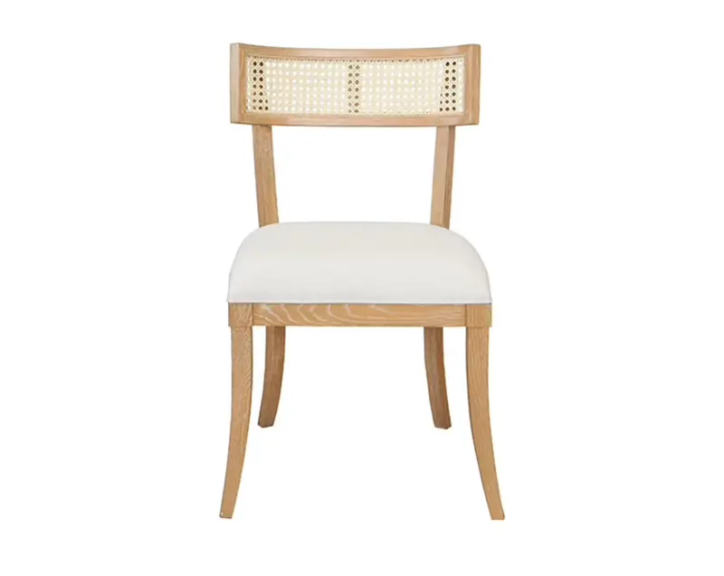 Britta Klismos Dining Chair - Cerused Oak, Linen & Cane 1