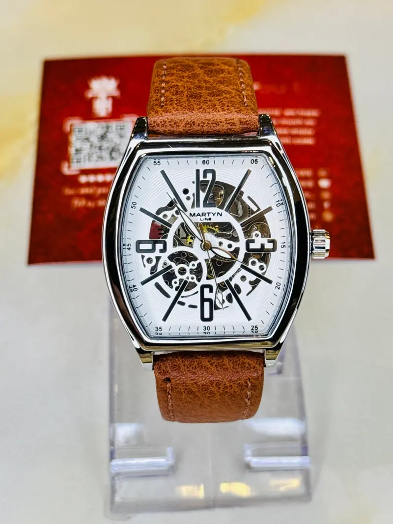 Brown Silver Martyn Skeleton Automatic Watch 2