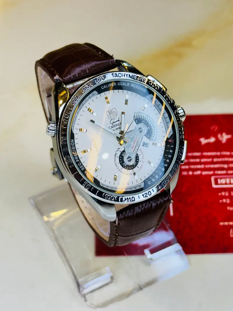 Brown White Grand Carrera Leather Watch 1