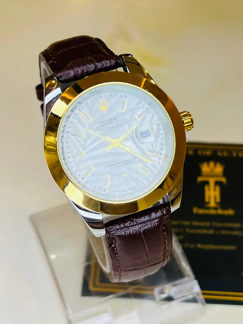 Brown White Palm Leather Rolex Watch 1